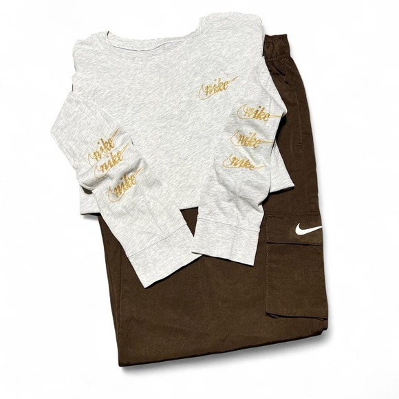 Nike Long Sleeve T-Shirt Women's Size S Blue Round Neck Embroidered Swoosh Logo - Picture 4 of 4